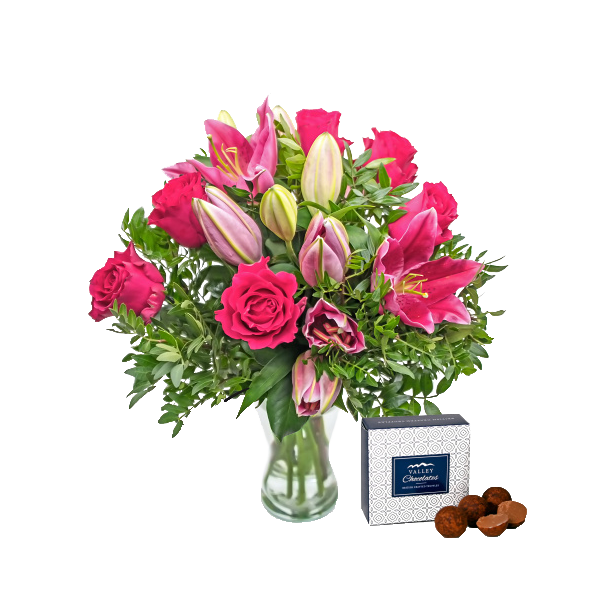 Pinke Rosen und Lilien