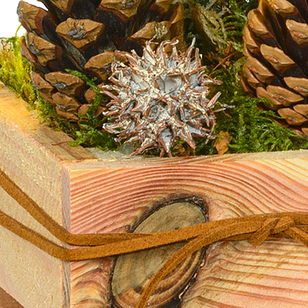 Arrangement Winterkuss with X-Mas lights & with 3 Ferrero Giotto