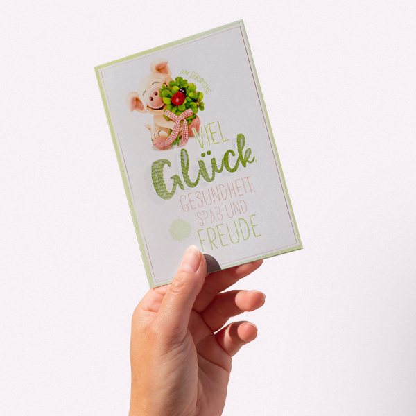 Motivkarte „Zum Geburtstag viel Glück, Gesundheit, Spaß und Freude“