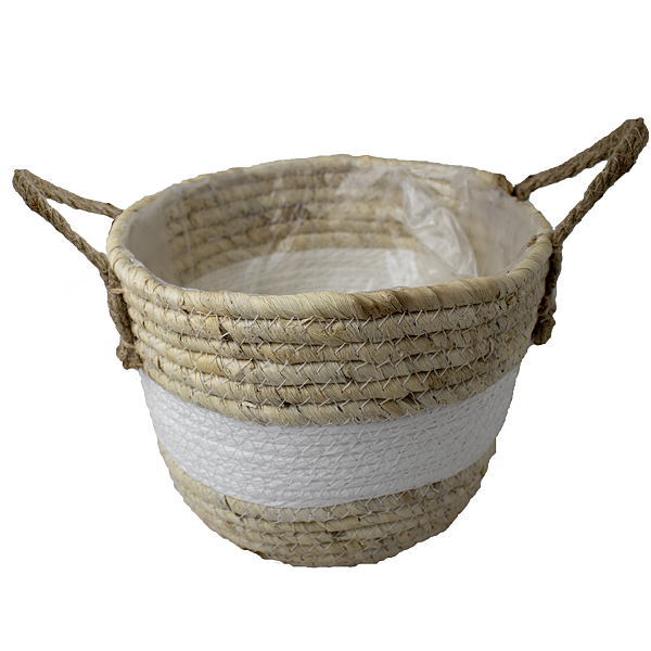 Wicker Basket white with handles
