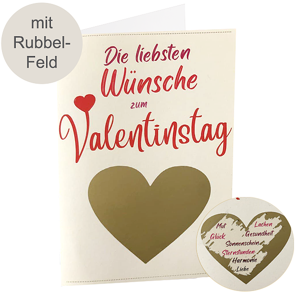 Rubbelkarte "Die liebsten Wünsche zum Valentinstag"