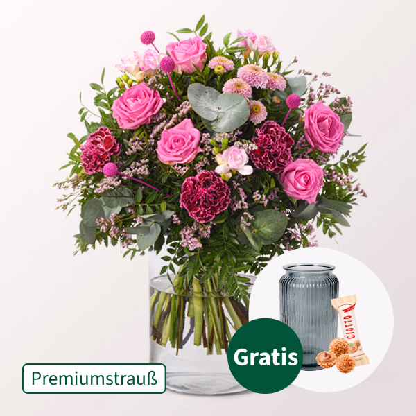 Premiumstrauß Nur für Dich mit Premiumvase