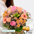 Premium Bouquet Samtweich with premium vase & 2 Ferrero Rocher