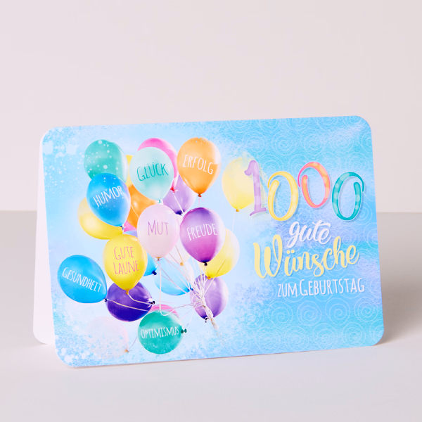 Motivkarte „1000 gute Wünsche zum Geburtstag“