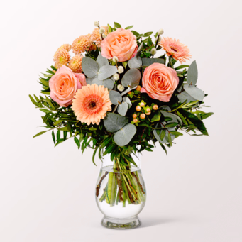 Flower Bouquet Morgentau with SunLolly Raspberry & vase