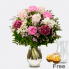 Flower Bouquet Frühlingsstimmung with vase & 2 Ferrero Rocher