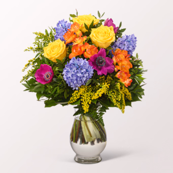 Flower Bouquet Farbenfreude with vase & 3 Ferrero Giotto