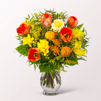 Blumenstrauß Frühlingsstrahl mit Vase