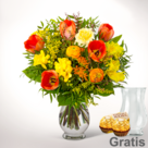 Blumenstrauß Frühlingsstrahl mit Vase & 2 Ferrero Rocher