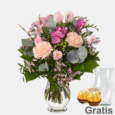 Blumenstrauß Frühlingsfee mit Vase & 2 Ferrero Rocher