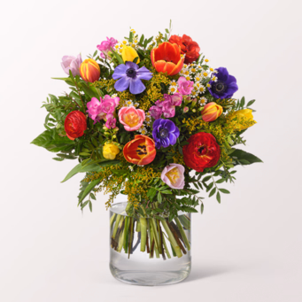 Premiumstrauß Blumenfreude mit Premiumvase