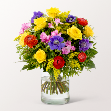 Premium Bouquet Blütenzauber with Premium Vase & 3 Ferrero Giotto