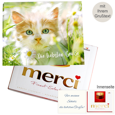 Persönliche Grußkarte mit Merci: Die liebsten Grüße (250g)