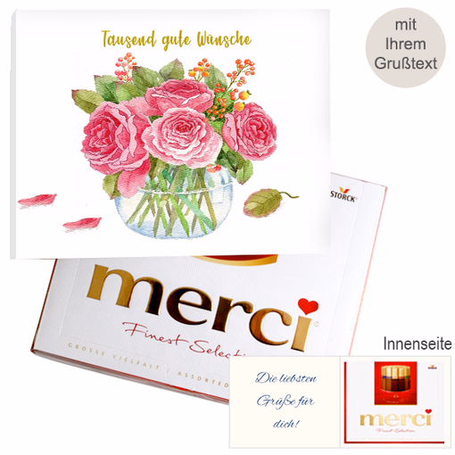 Persönliche Grußkarte mit Merci: Tausend gute Wünsche (250 g)