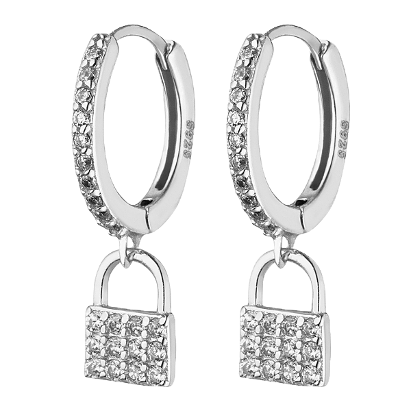 hoop earrings with lock pendant