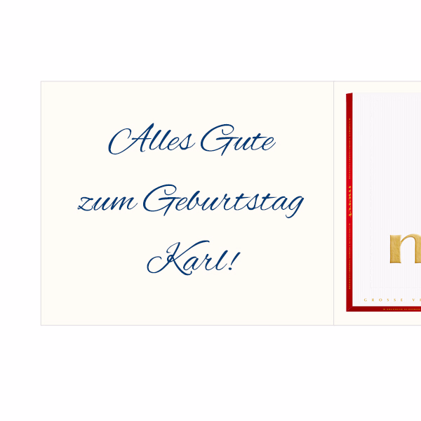 Persönliche Grußkarte mit Merci: Herzlichen Glückwunsch zum Geburtstag „Vorname“ (250 g)