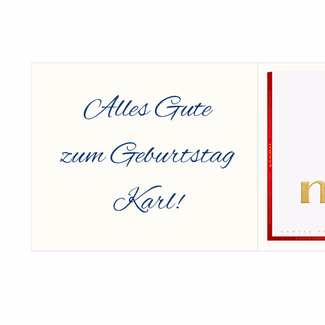 Persönliche Grußkarte mit Merci: Herzlichen Glückwunsch „Vorname“ (250 g)