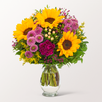 Blumenstrauß Herbstlichtung mit Vase & Ferrero Giotto 3er