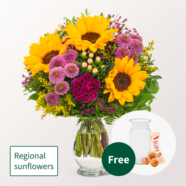 Flower Bouquet Herbstlichtung with vase & 3 Ferrero Giotto