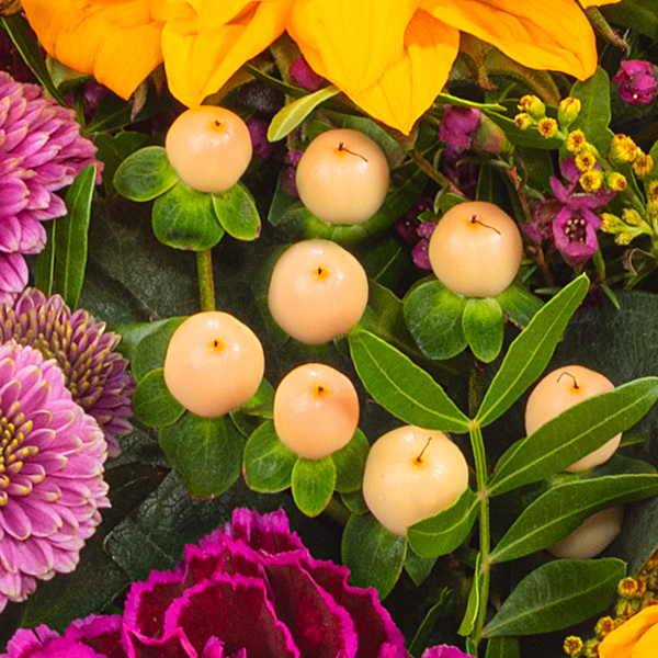 Blumenstrauß Herbstlichtung mit Halloren Kugeln & Vase