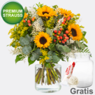 Premiumstrauß Herbstschönheit mit Premiumvase & Ferrero Raffaello