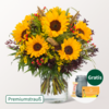 Premiumstrauß Herbstlicht mit Premiumvase & Teaballs & Ferrero Giotto 3er