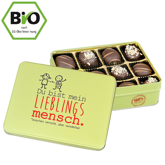 Präsentdose „Lieblingsmensch“ mit Bio Pralinen