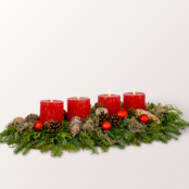 Long Red Arrangement with 3 Ferrero Giotto