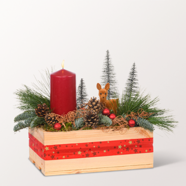 Red Arrangement in wooden box