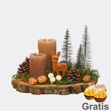 Kerzentraum auf Holz mit 2 Ferrero Rocher