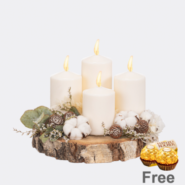 White Advent Dream (Ø 25 cm) with 2 Ferrero Rocher