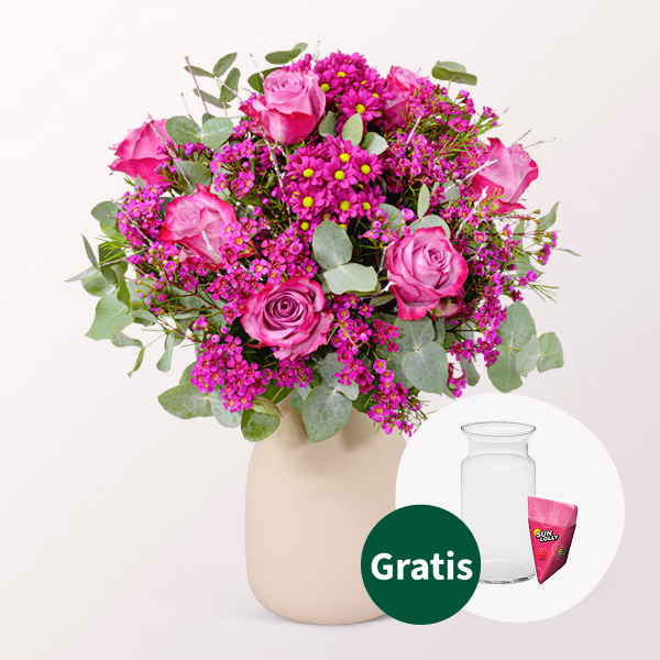 Blumenstrauß Sensation mit Halloren Kugeln & Vase