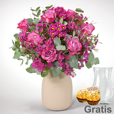 Blumenstrauß Winterkind mit Vase & 2 Ferrero Rocher