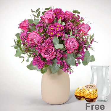 Flower Bouquet Winterkind with vase & 2 Ferrero Rocher