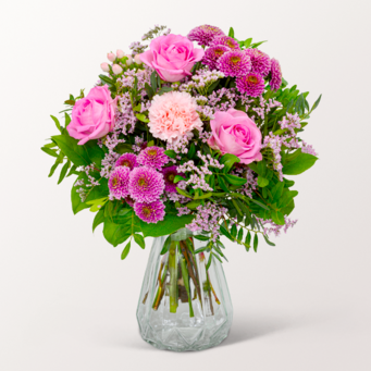 Blumenstrauß Lebensfreude mit Vase & Ferrero Giotto 3er