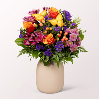 Blumenstrauß Herbstromanze mit Halloren Kugeln & Vase