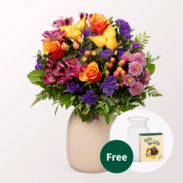 Flower Bouquet Herbstromanze with Halloren Balls & vase