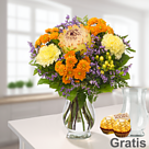Blumenstrauß Landpartie mit Vase & 2 Ferrero Rocher