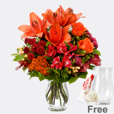 Flower Bouquet Blütenstar with vase & Ferrero Raffaello