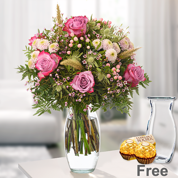 Flower Bouquet Herbstkind with vase & 2 Ferrero Rocher