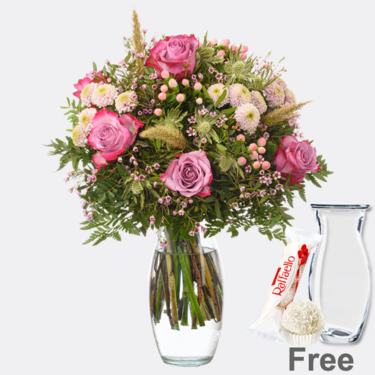 Flower Bouquet Herbstkind with Vase & Ferrero Raffaello