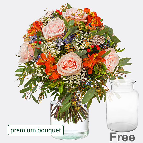 Premium Bouquet Herbstgefühl with premium vase