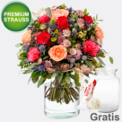 Premiumstrauß Herbstmärchen mit Premiumvase & Ferrero Raffaello