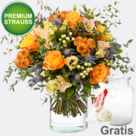 Premiumstrauß Ode an den Herbst mit Premiumvase & Ferrero Raffaello