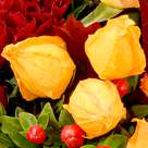 Premiumstrauß Herbstfeuer mit Premiumvase & Ferrero Raffaello