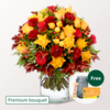 Premium Bouquet Herbstfeuer with Premium Vase & Teaballs & 3 Ferrero Giotto