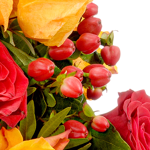 Premiumstrauß Herbstfeuer mit Premiumvase & Halloren Kugeln