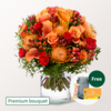 Premium Bouquet Herbstblüte with Premium Vase & Teaballs & 3 Ferrero Giotto