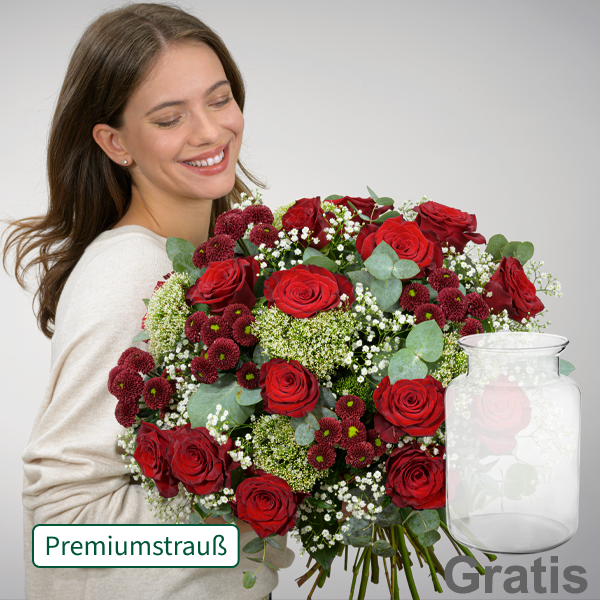 Premiumstrauß Märchenhaft mit Premiumvase