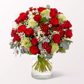 Premium Bouquet Märchenhaft with Premium Vase & Ferrero Giotto